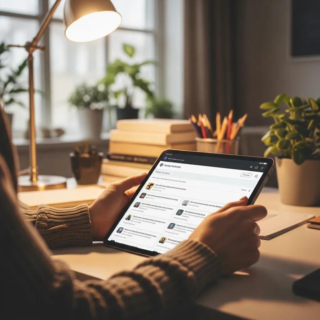Person browsing a petition platform on a tablet, illustrating the process of finding and signing online petitions